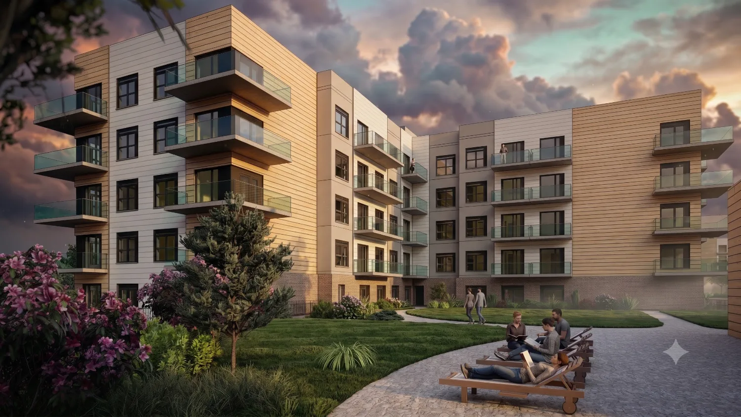 Courtyard blocks at dusk