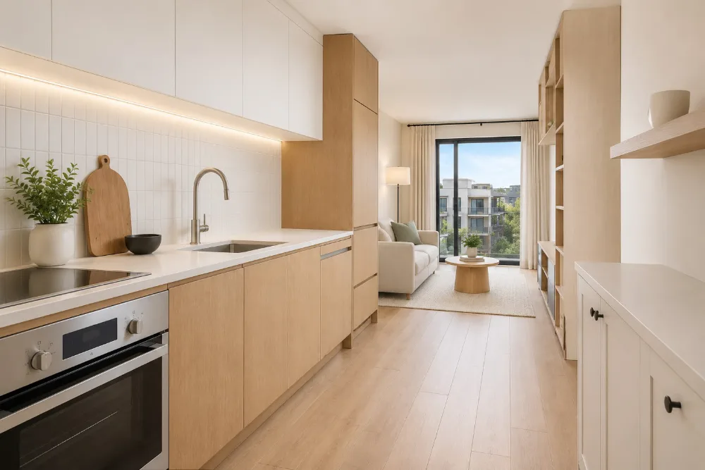 Bachelor kitchen and living