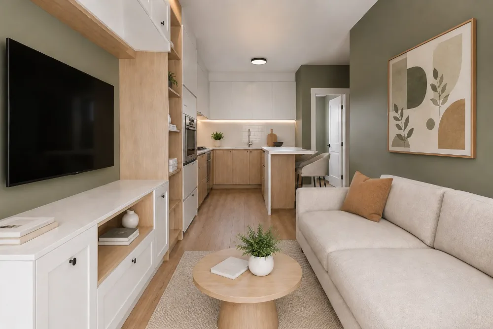 Three-bedroom living area